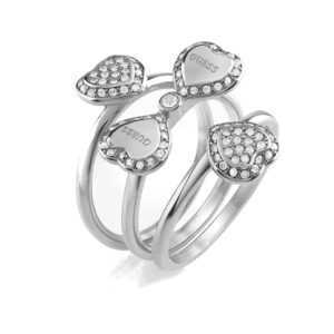 Guess Trojitý ocelový prsten pro štěstí Fine Heart JUBR01428JWRH 52 mm